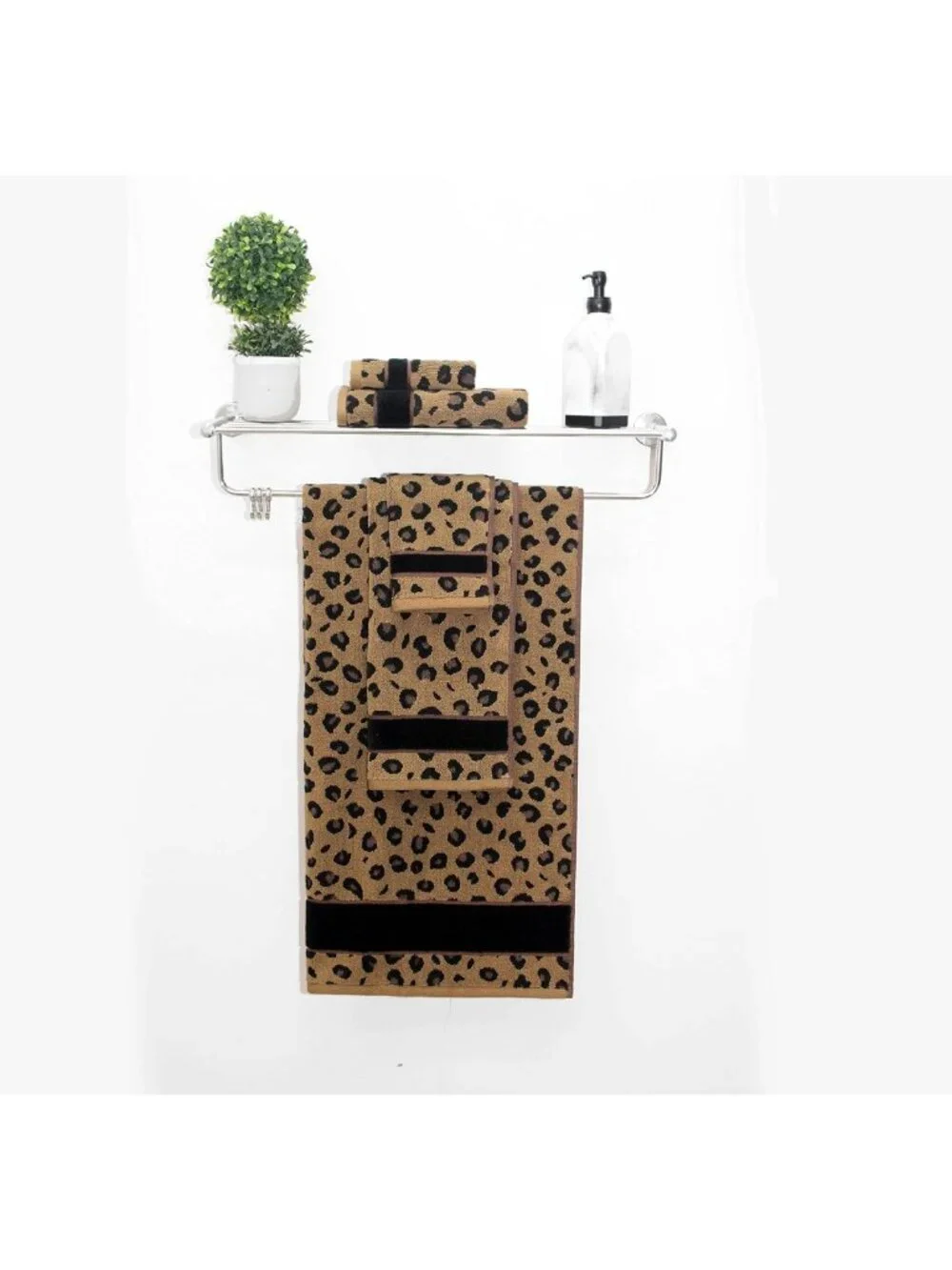 6-Piece Animal Print Safari Towel Set - Soft 100% Cotton Bath Towels